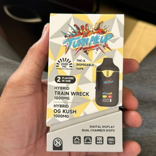 turn me up 2g thca disposable vape dual chamber