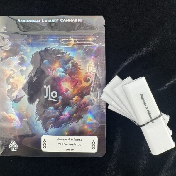 American luxury cannabis t2 live rosin 0.2g disposable