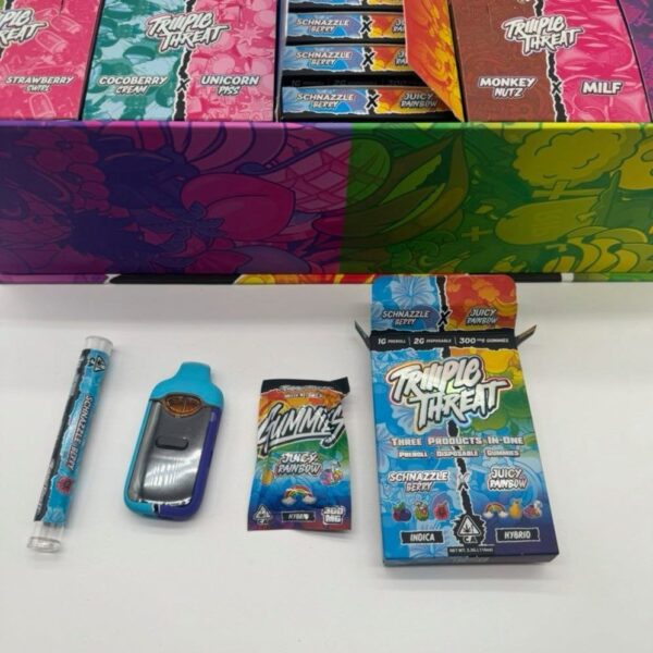 triiio triiiple threat 2g disposable preroll + gummies