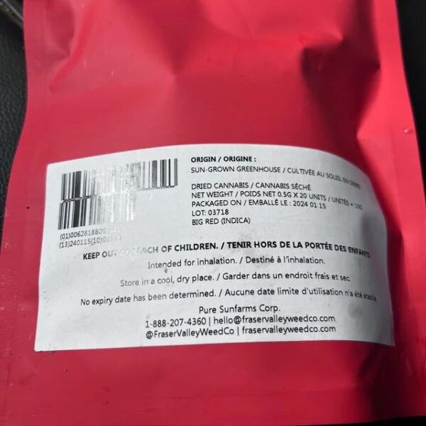 fraser valley big red prerolls